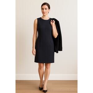 MaxMara Virgin Wool Tweed Sleeveless Shift Mini Dress Size 12